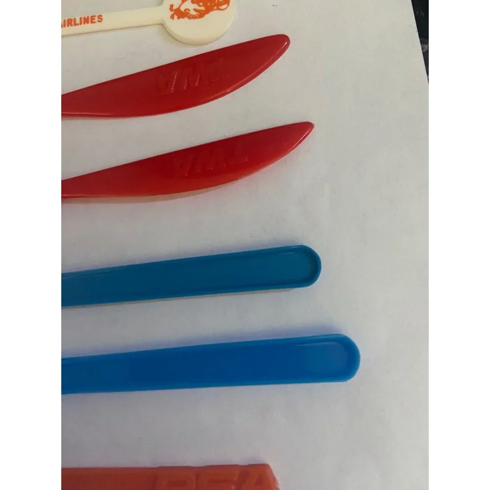 Vintage Lot of 8 Airline Swizzle Sticks Including TWA, PanAm, Aloha, and Air Cal